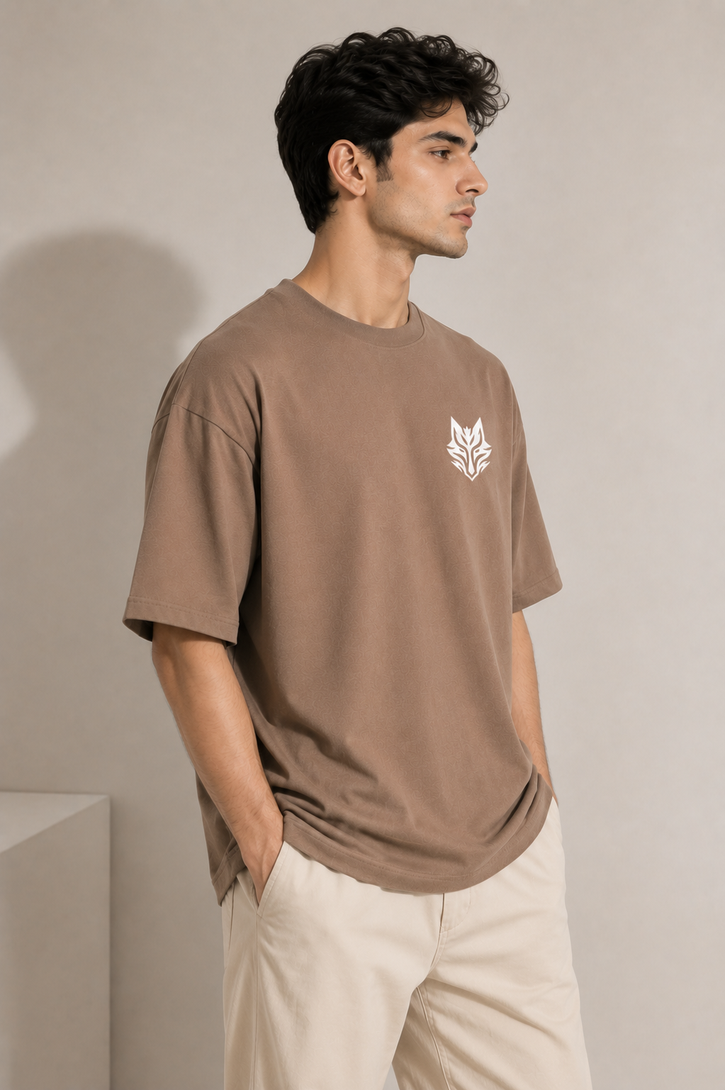 Blake Essence oversized t-shirt men taupe right side view oversized cotton tee