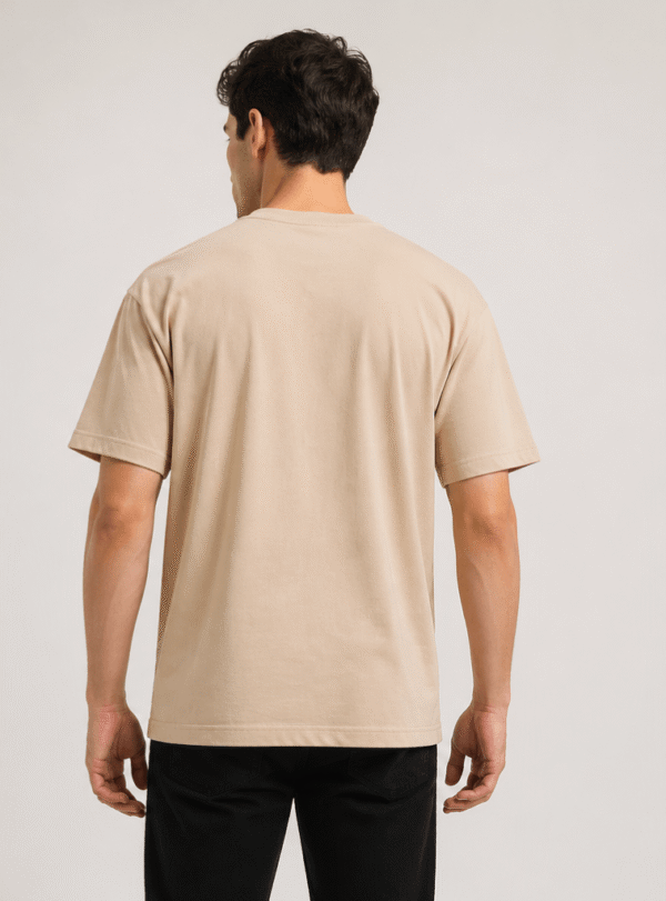 BLAKE ESSENCE The Beige Essential Tee — Beige oversized t-shirt for men, back view