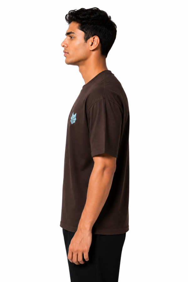 BLAKE ESSENCE The Espresso Essential Tee — Espresso oversized t-shirt for men, left side view