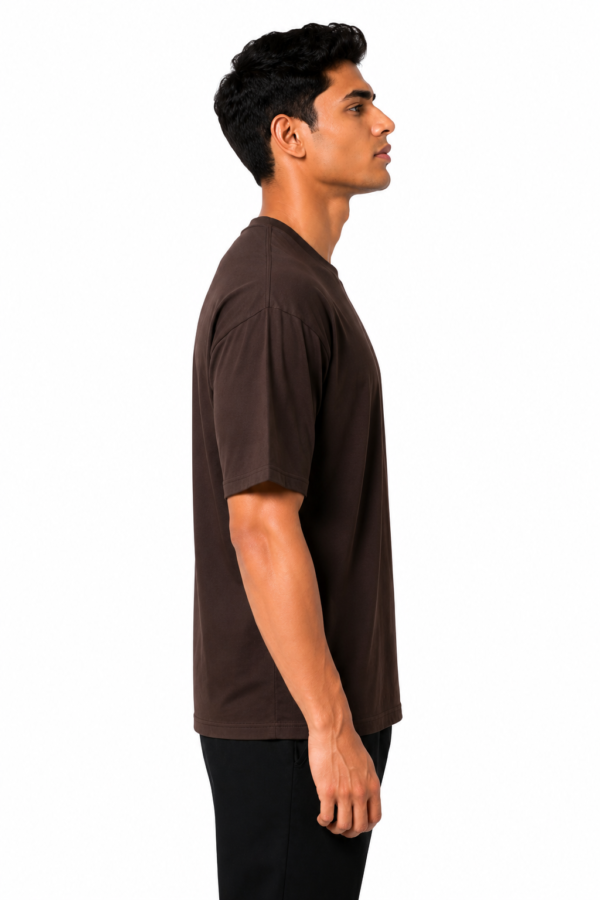 BLAKE ESSENCE The Espresso Essential Tee — Espresso oversized t-shirt for men, right side view