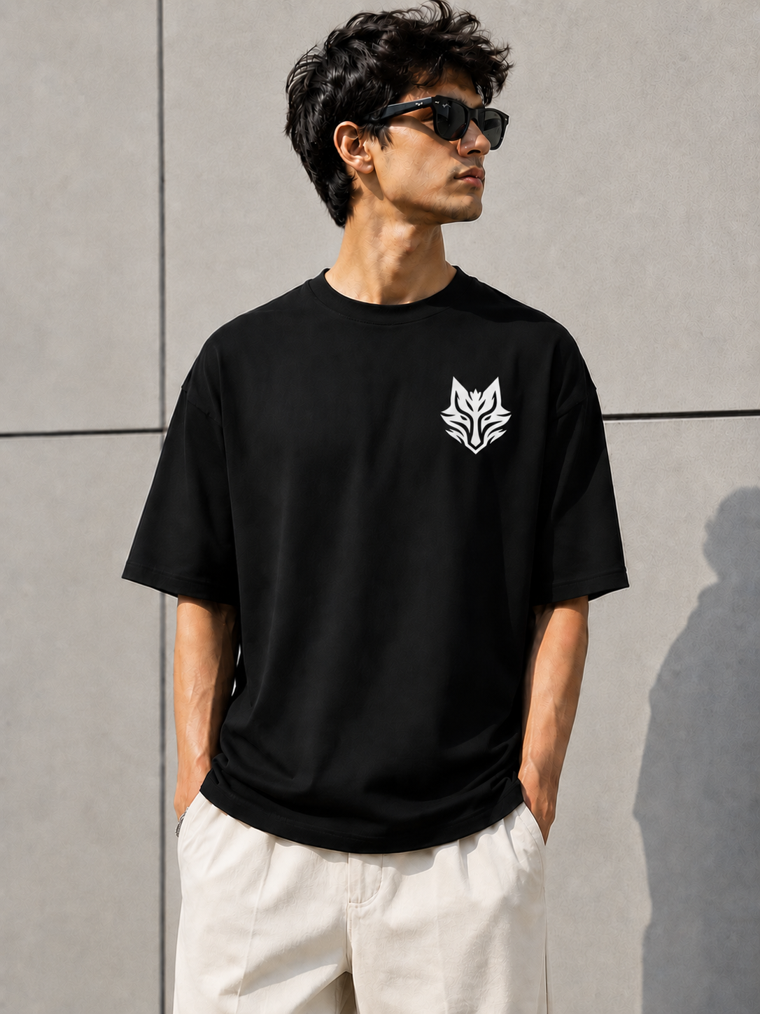 BLAKE ESSENCE The Noir Essential Tee — Noir oversized t-shirt for men, front view
