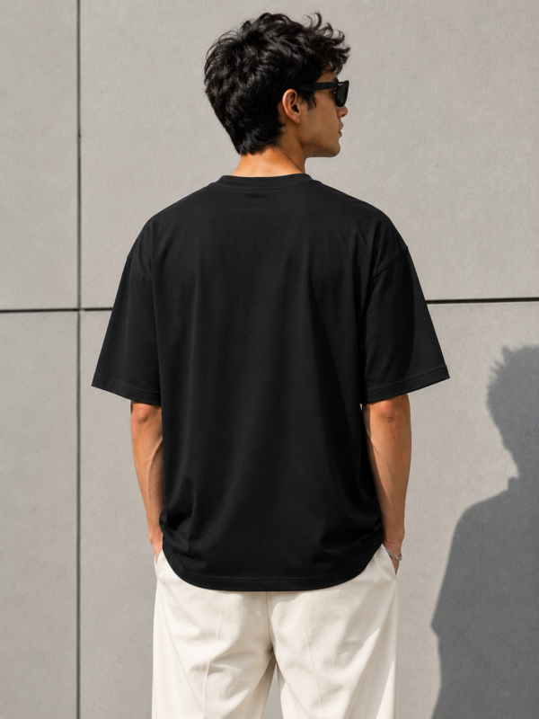BLAKE ESSENCE The Noir Essential Tee — Noir oversized t-shirt for men, back view