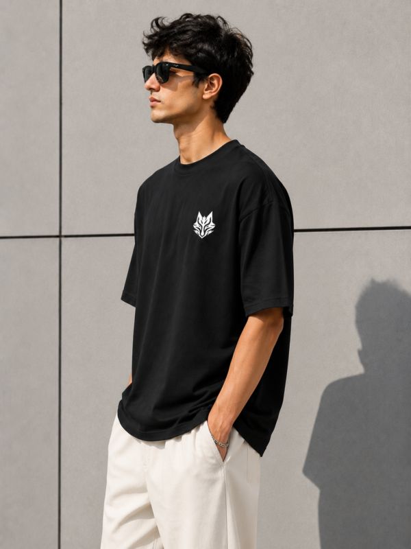 BLAKE ESSENCE The Noir Essential Tee — Noir oversized t-shirt for men, left side view