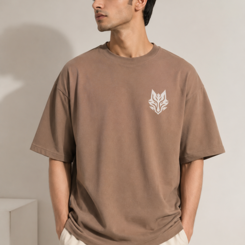 BLAKE ESSENCE The Taupe Essential Tee — Taupe oversized t-shirt for men, front view