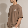 taupe-3 BLAKE ESSENCE The Taupe Essential Tee — Taupe oversized t-shirt for men, left side view