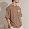 taupe-4 BLAKE ESSENCE The Taupe Essential Tee — Taupe oversized t-shirt for men, right side view